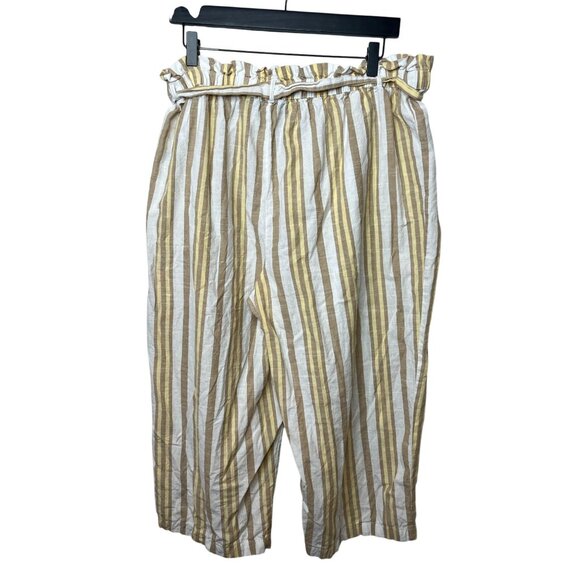 Mlle Gabrielle Plus 2X Cropped Pants Yellow White Striped High Rise Cotton - Picture 6 of 14